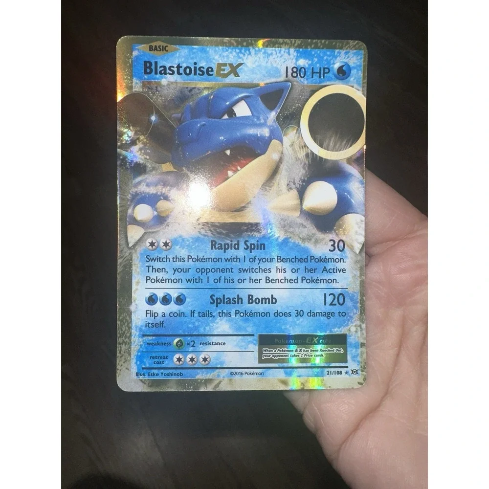 Blastoise EX 21/108 MISCUT ERROR!‎ off center oc Holo Rare Pokemon Evolutions HP